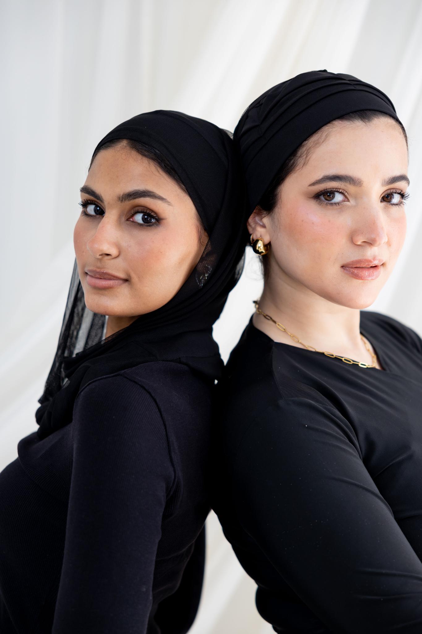 Ruffled Black Swim Hijab