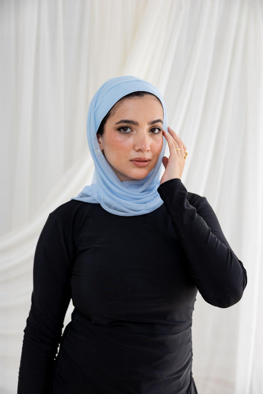 Plain Baby Blue Swim Hijab