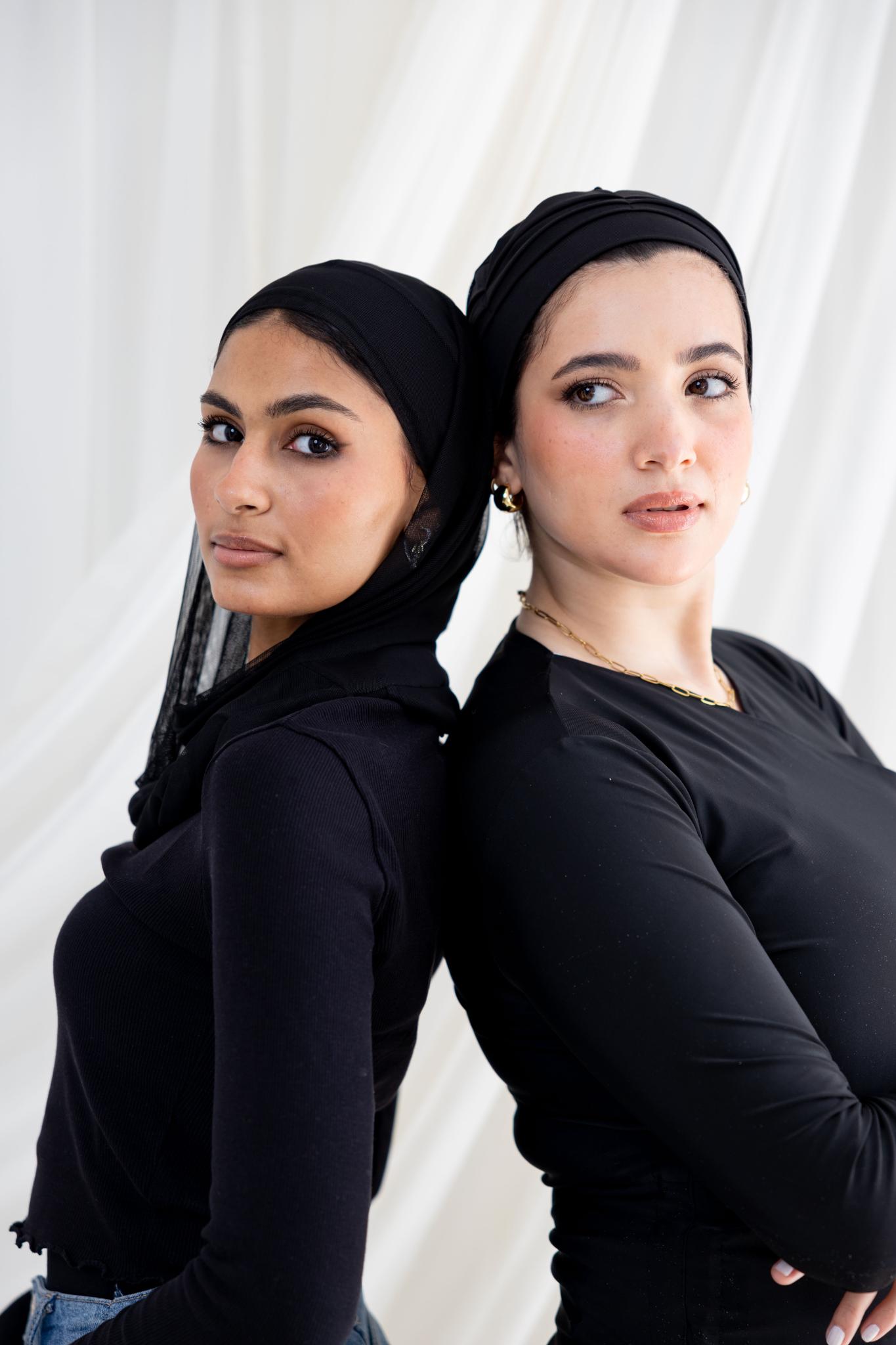 Ruffled Black Swim Hijab