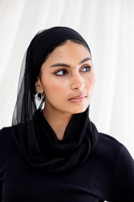 Plain Black Swim Hijab