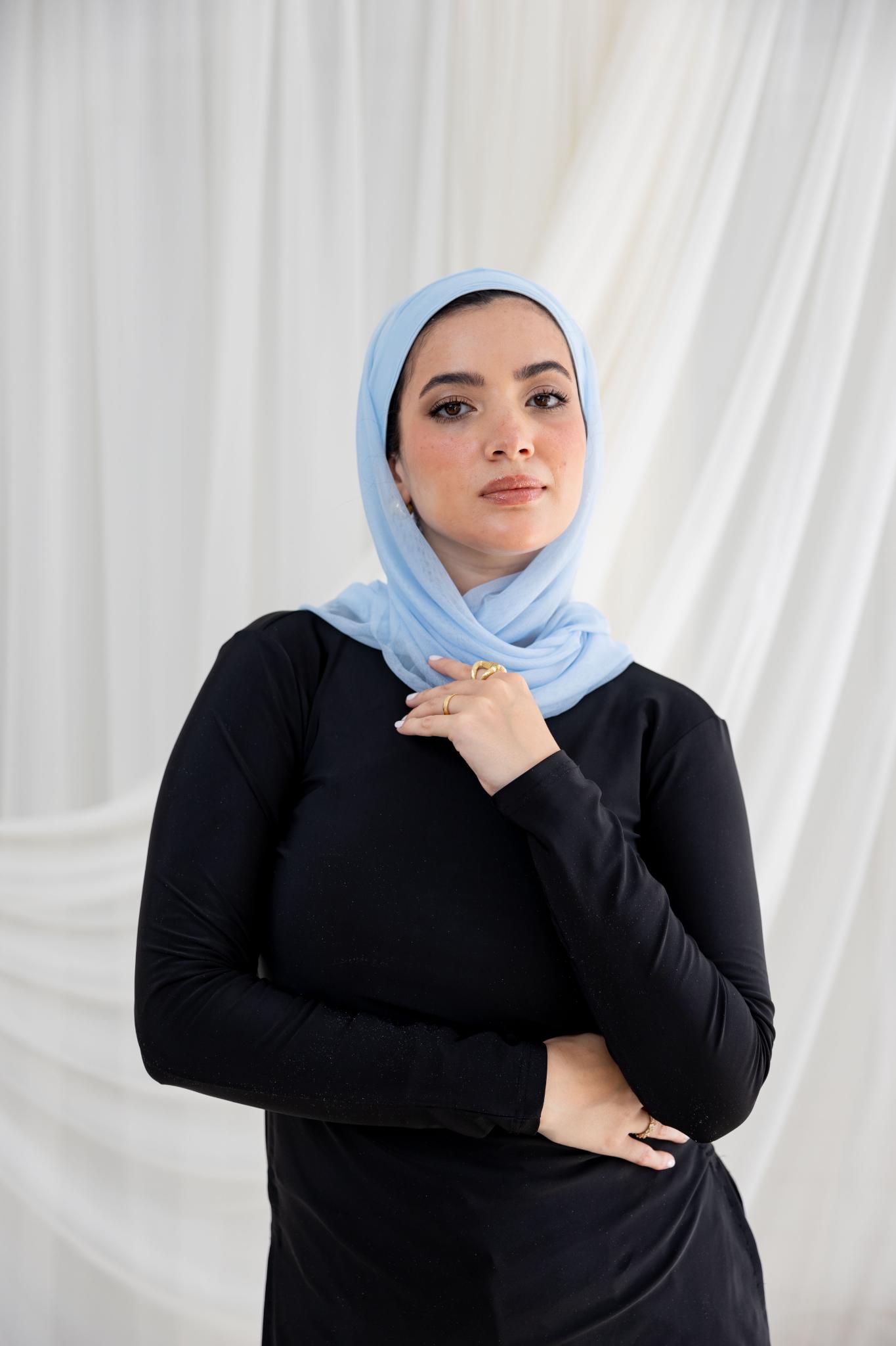 Plain Baby Blue Swim Hijab