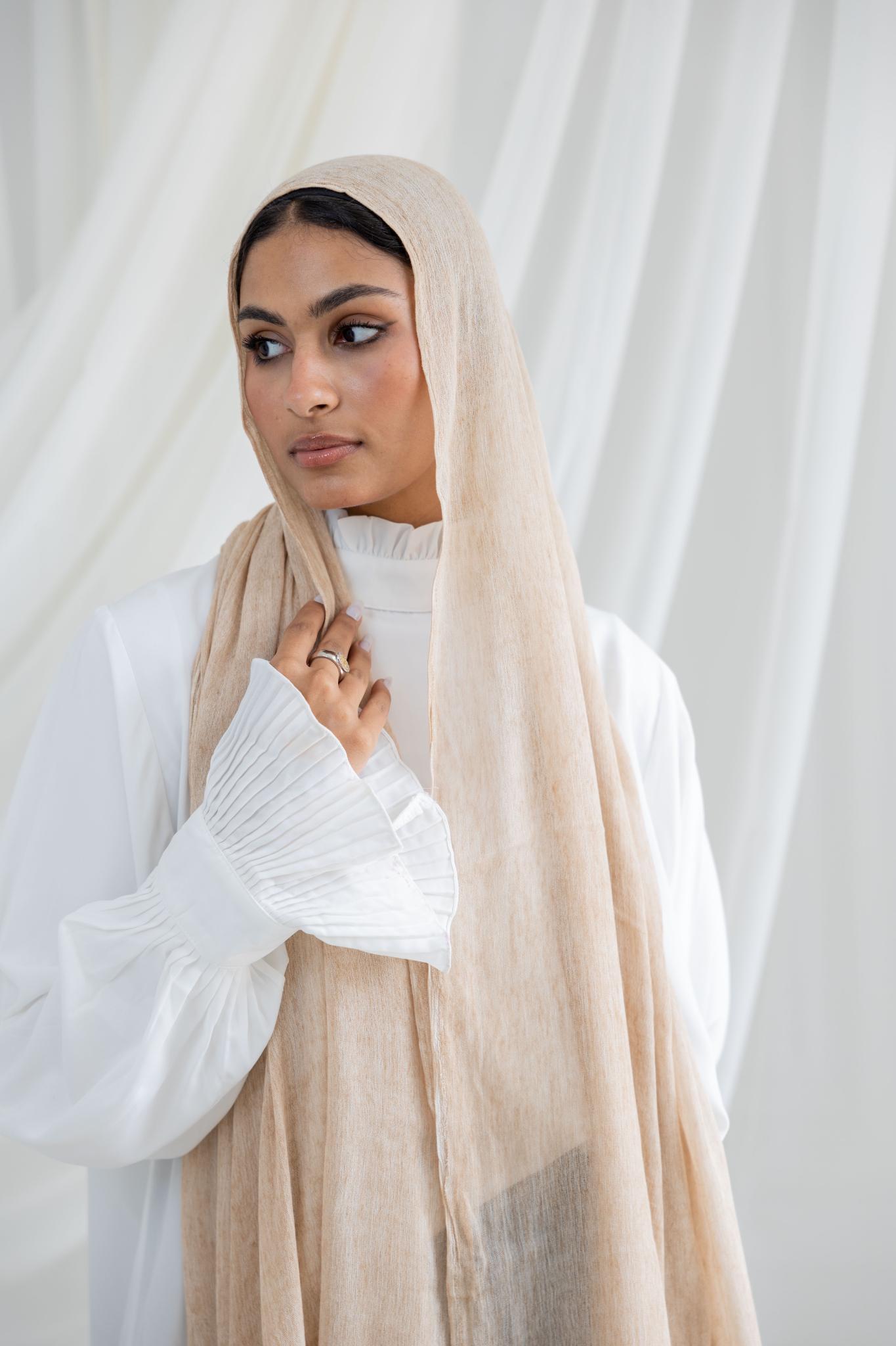 Beige Messy Chiffon Scarf