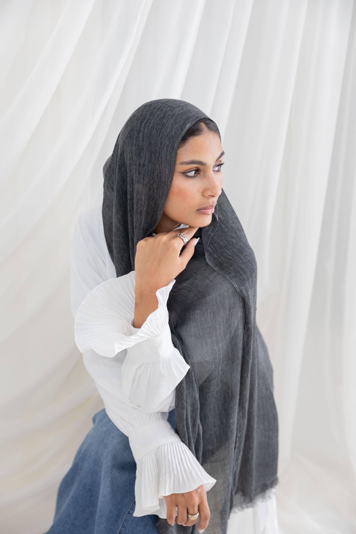 Dark Grey Messy Chiffon