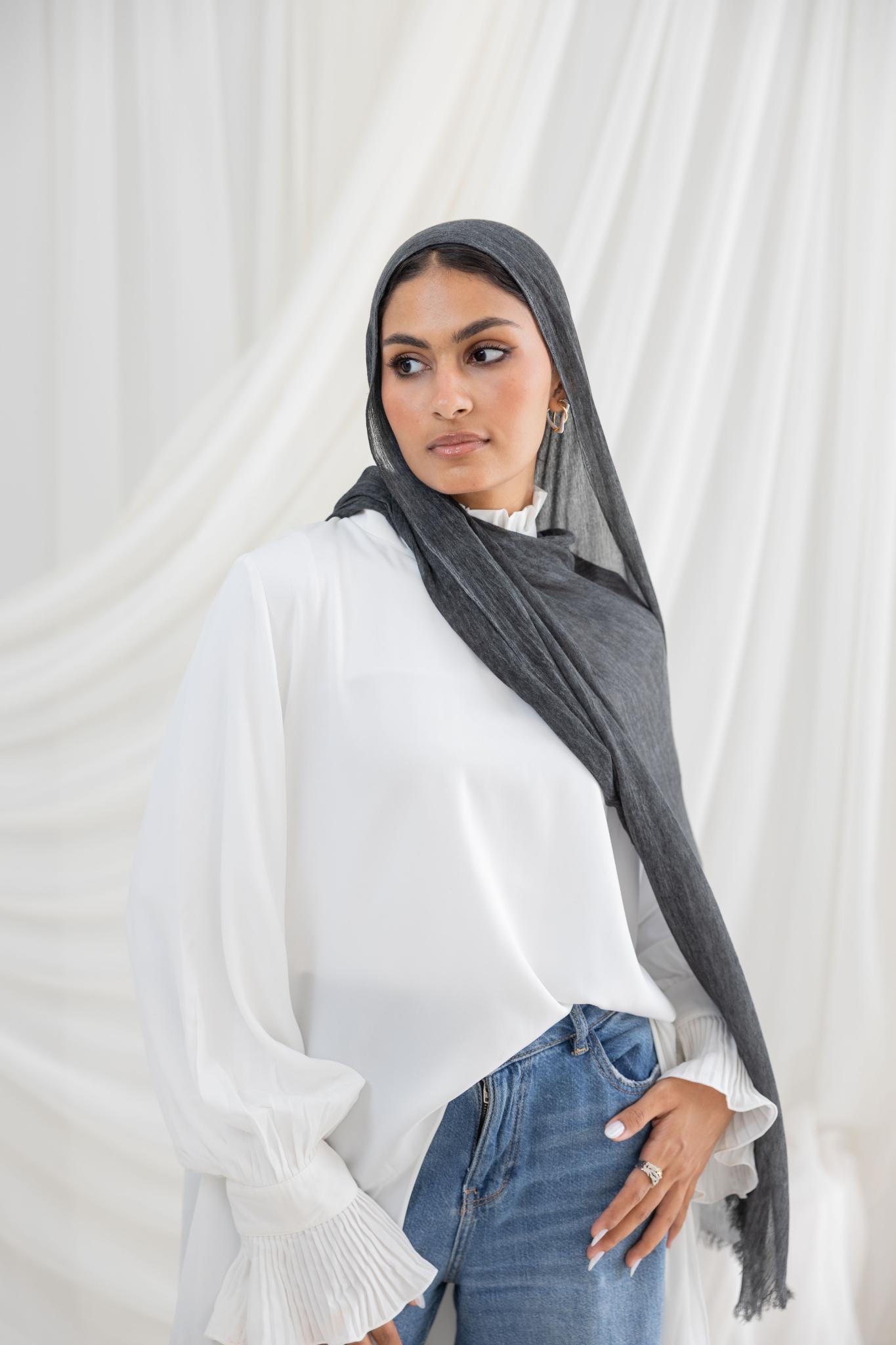 Dark Grey Messy Chiffon