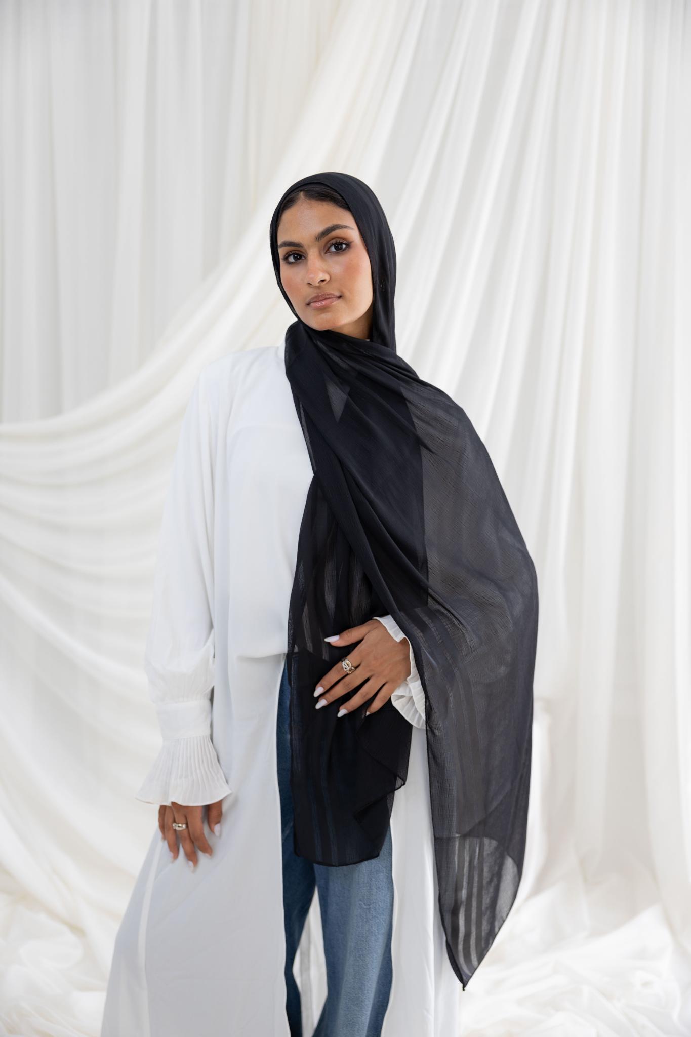 Black Crinkle Chiffon