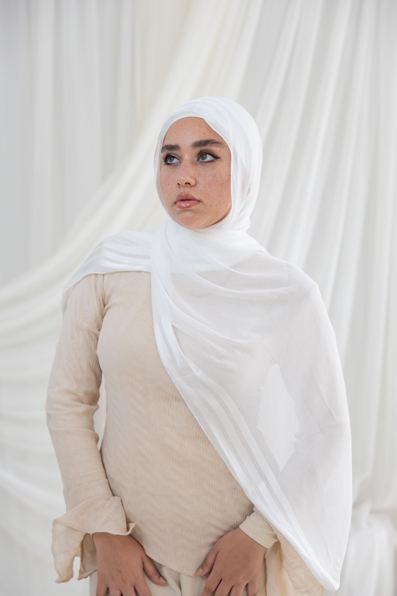Off White Crinkle Chiffon