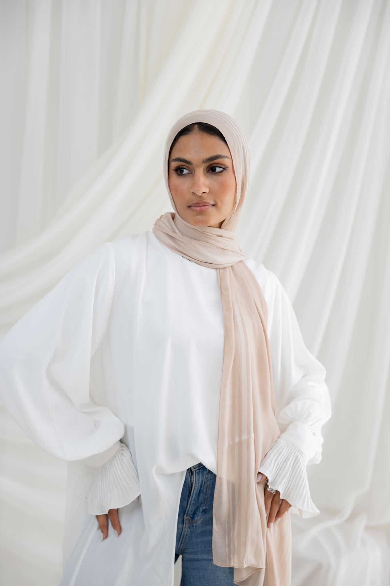 Beige Crinkle Chiffon
