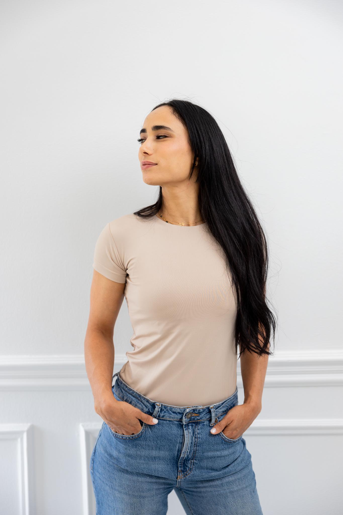 Basic Beige Half Sleeve Shirt