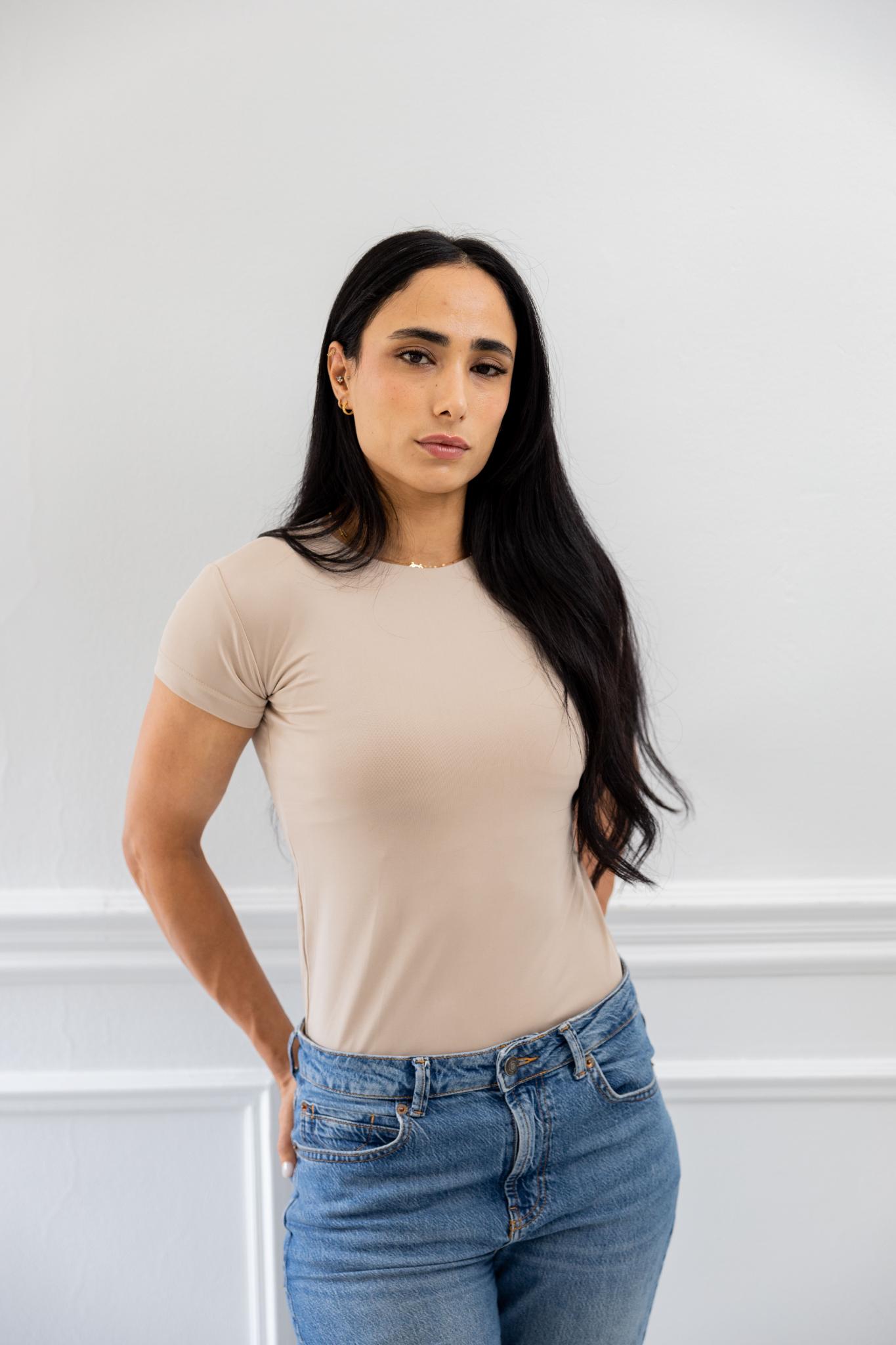 Basic Beige Half Sleeve Shirt