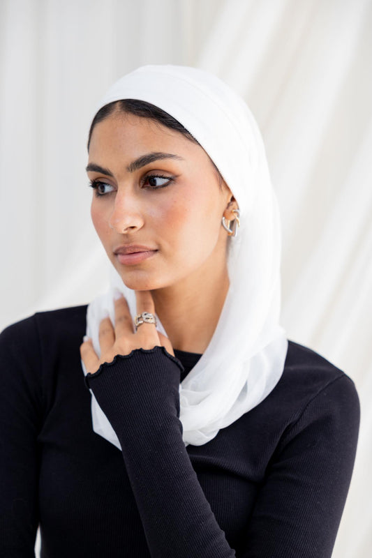 Plain Off White Swim Hijab