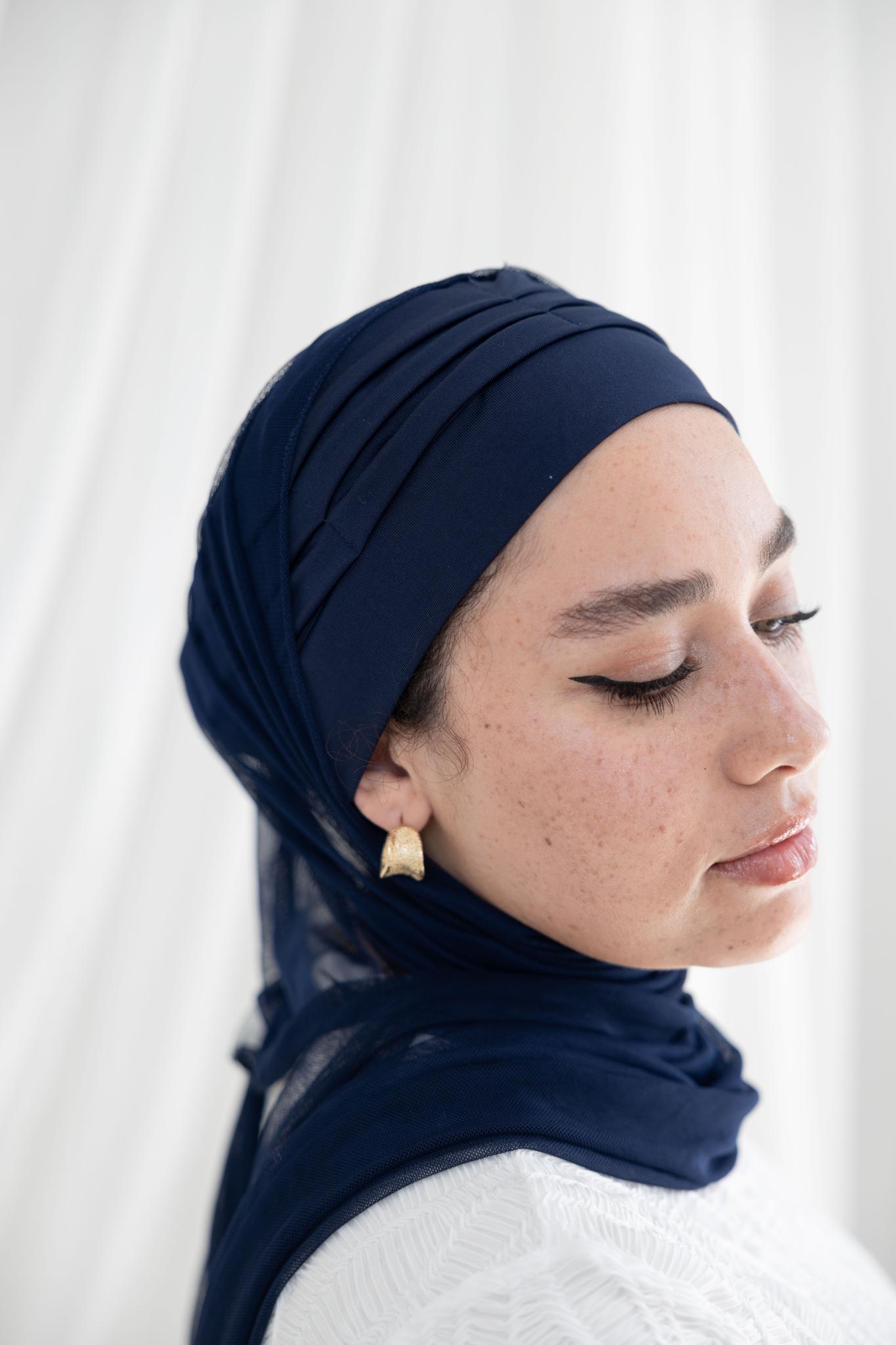 Ruffled Navy Swim Hijab