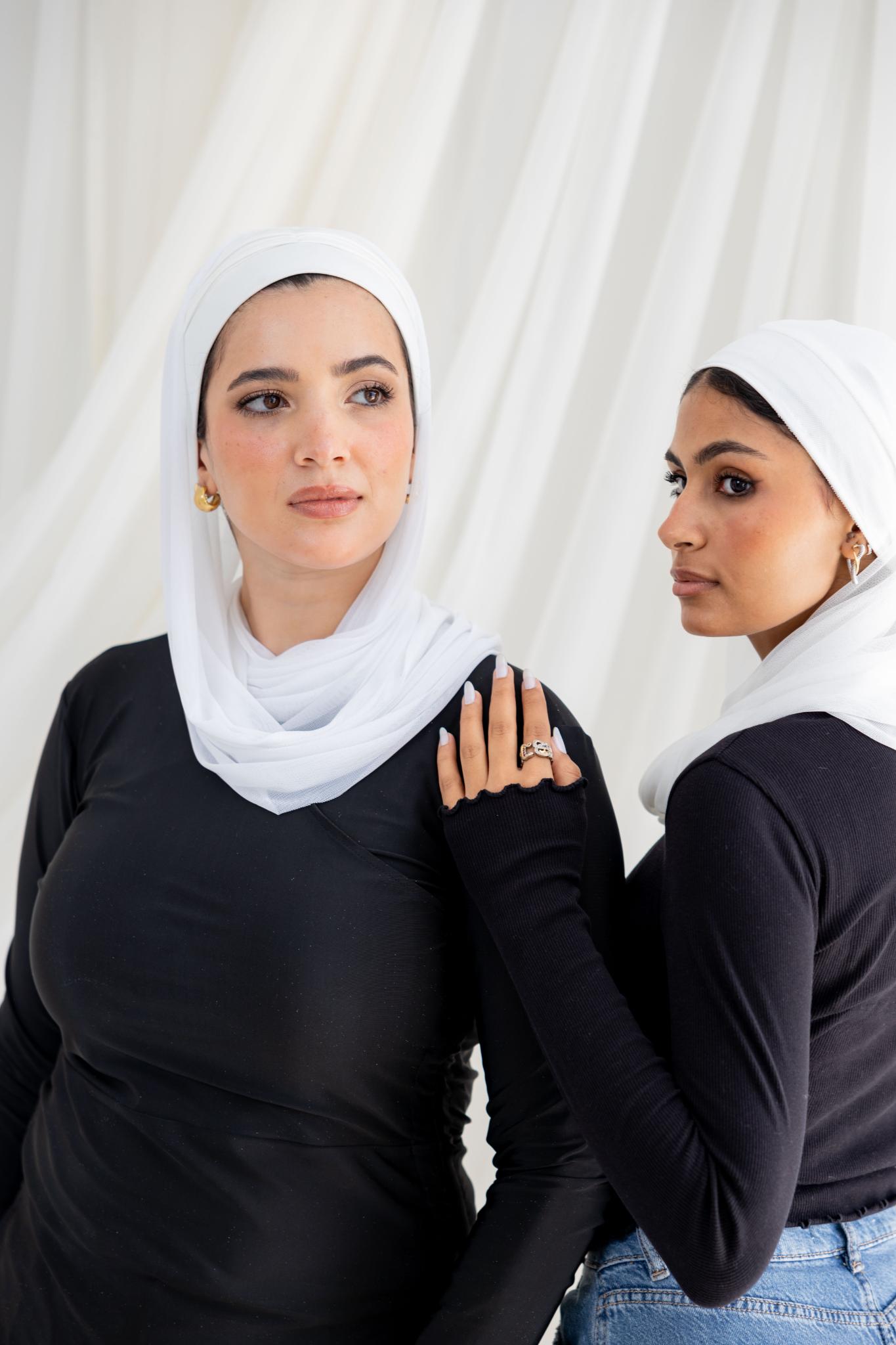 Ruffled Off White Swim Hijab