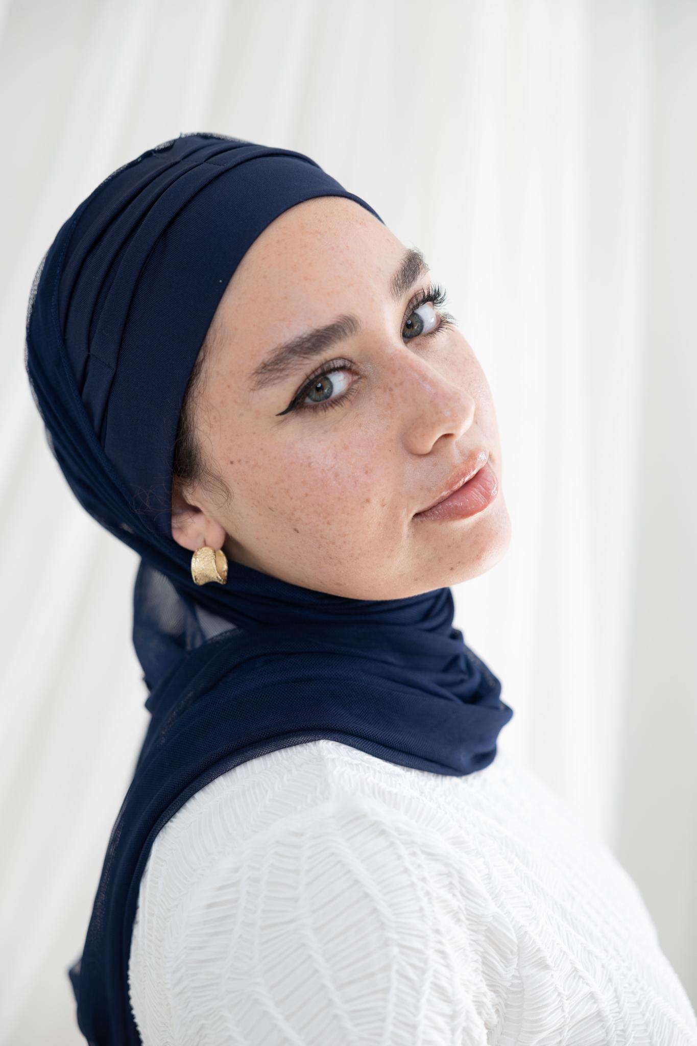 Ruffled Navy Swim Hijab