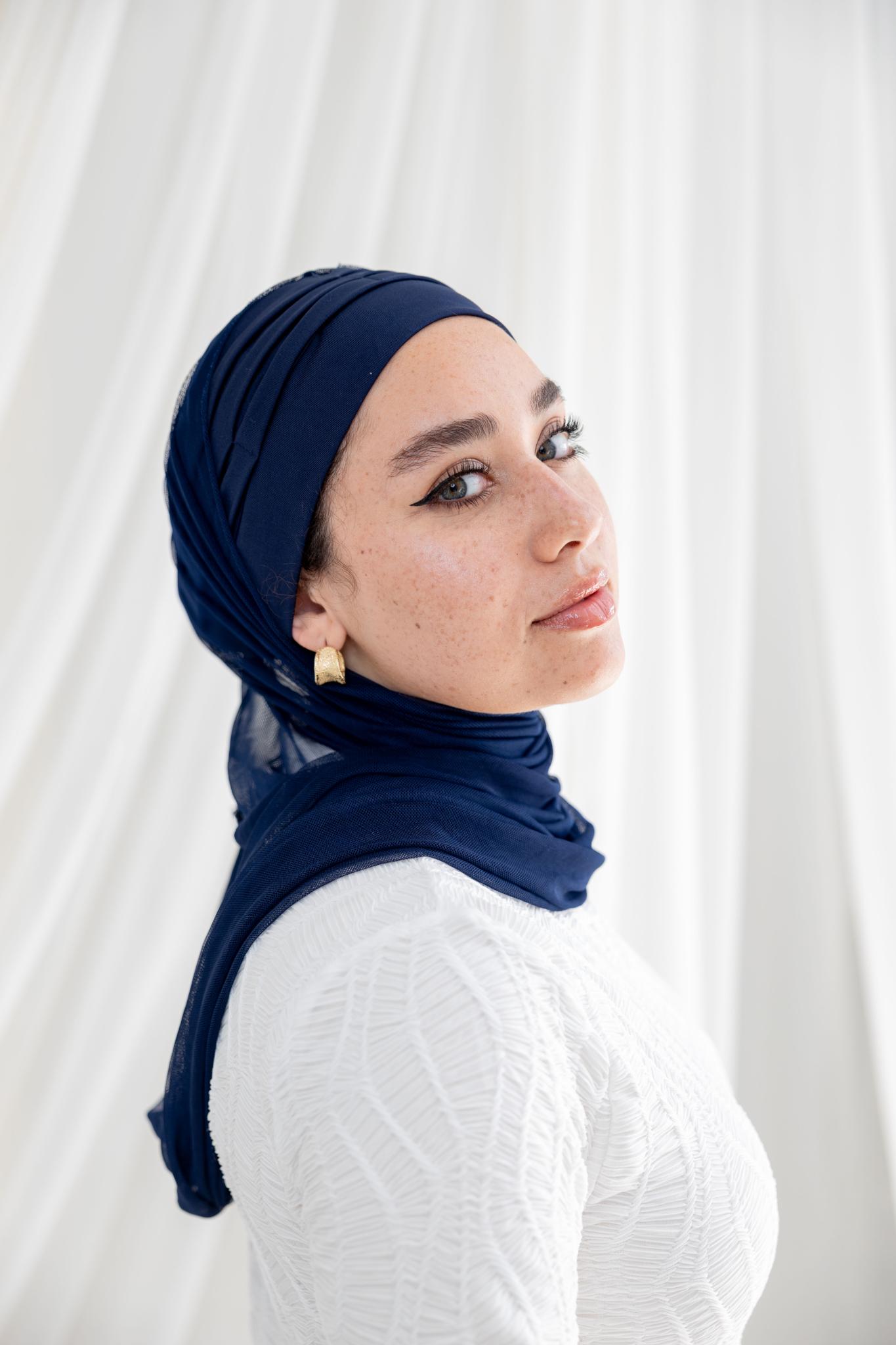 Ruffled Navy Swim Hijab