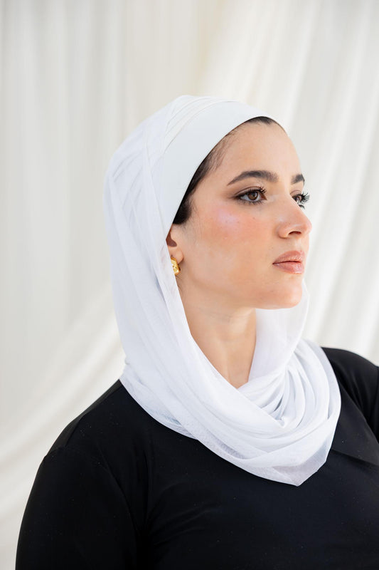 Ruffled Off White Swim Hijab