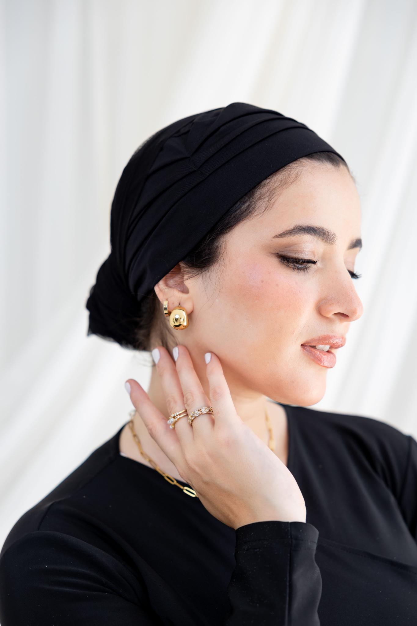 Ruffled Black Swim Hijab