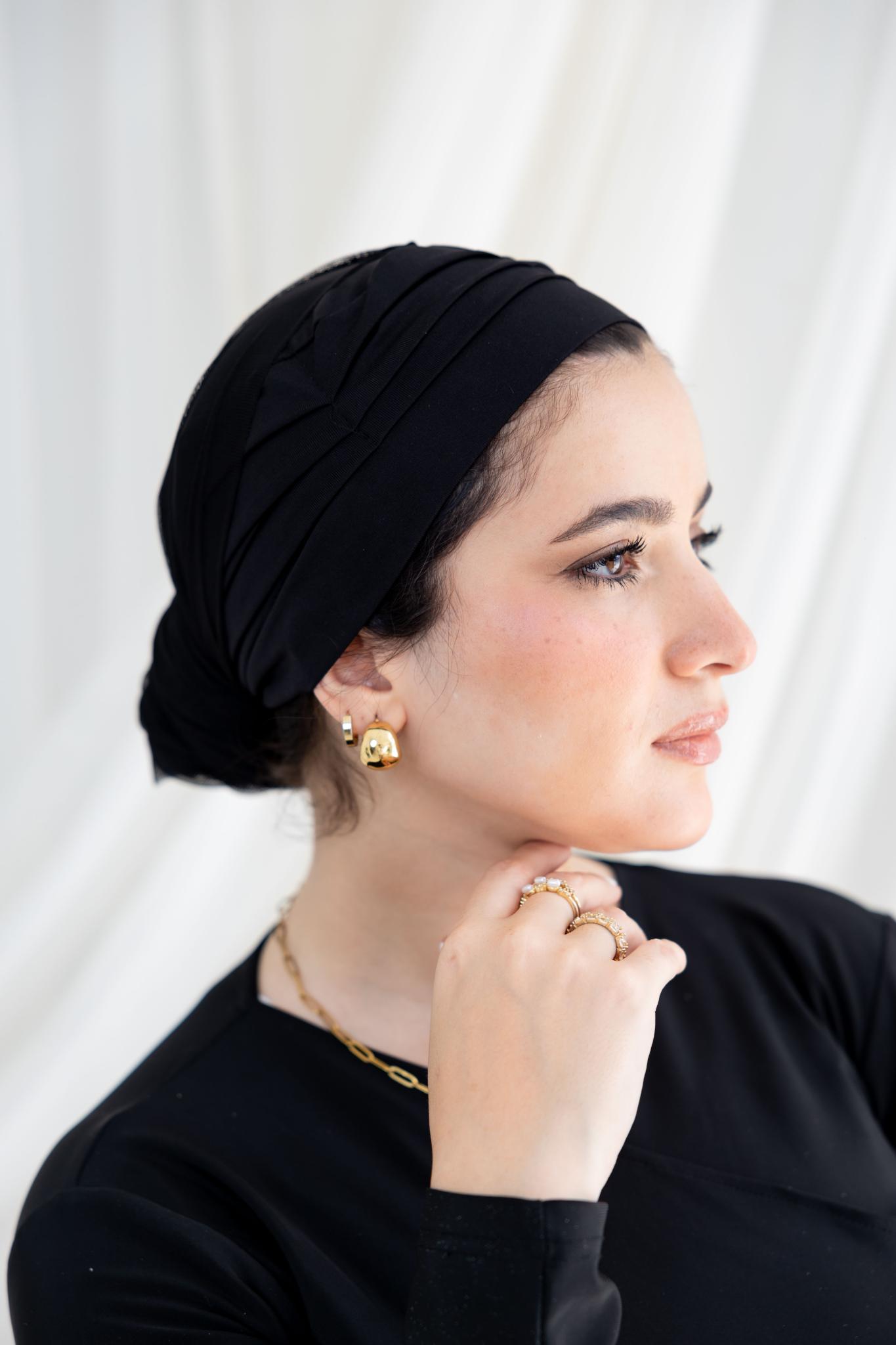Ruffled Black Swim Hijab