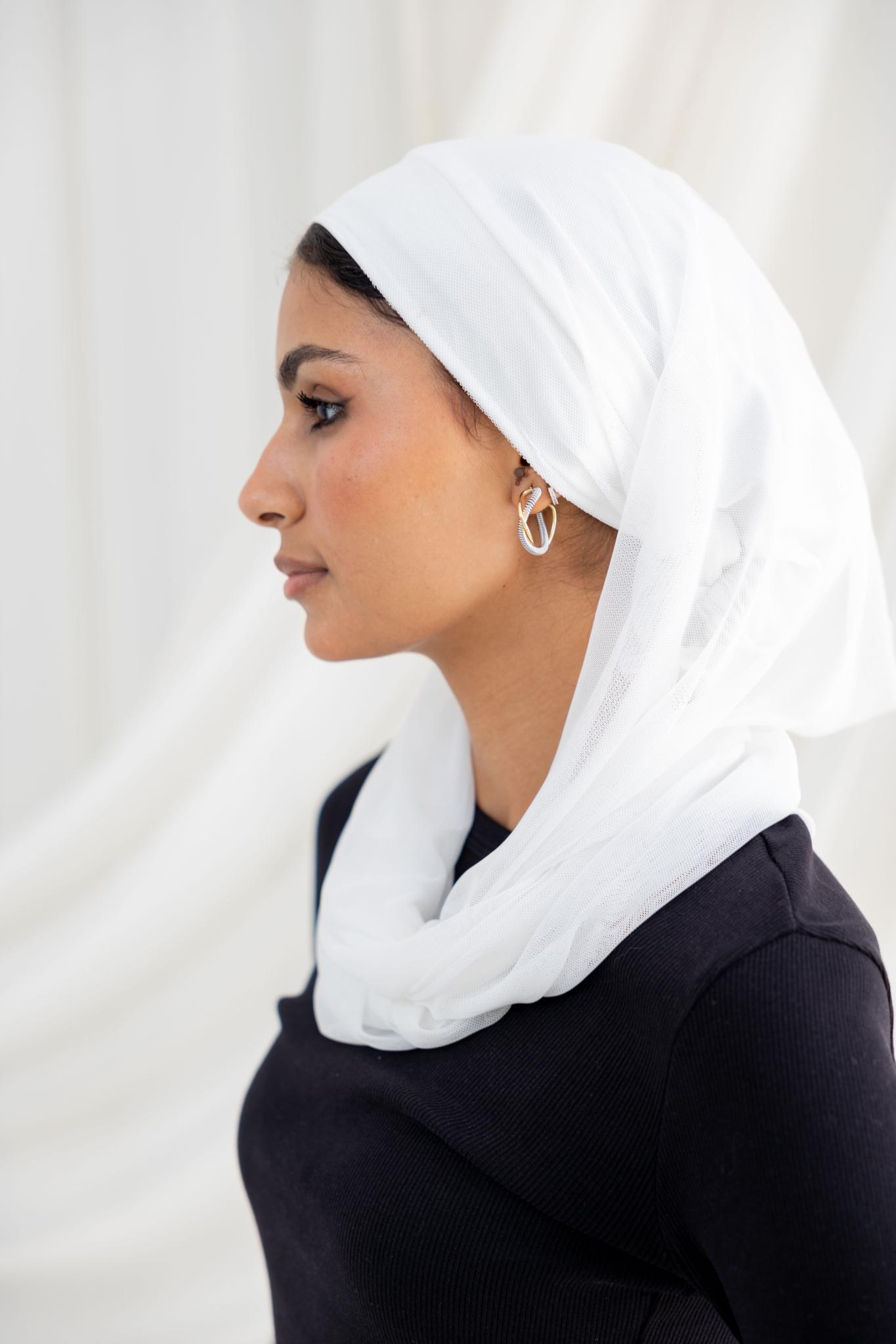 Plain Off White Swim Hijab