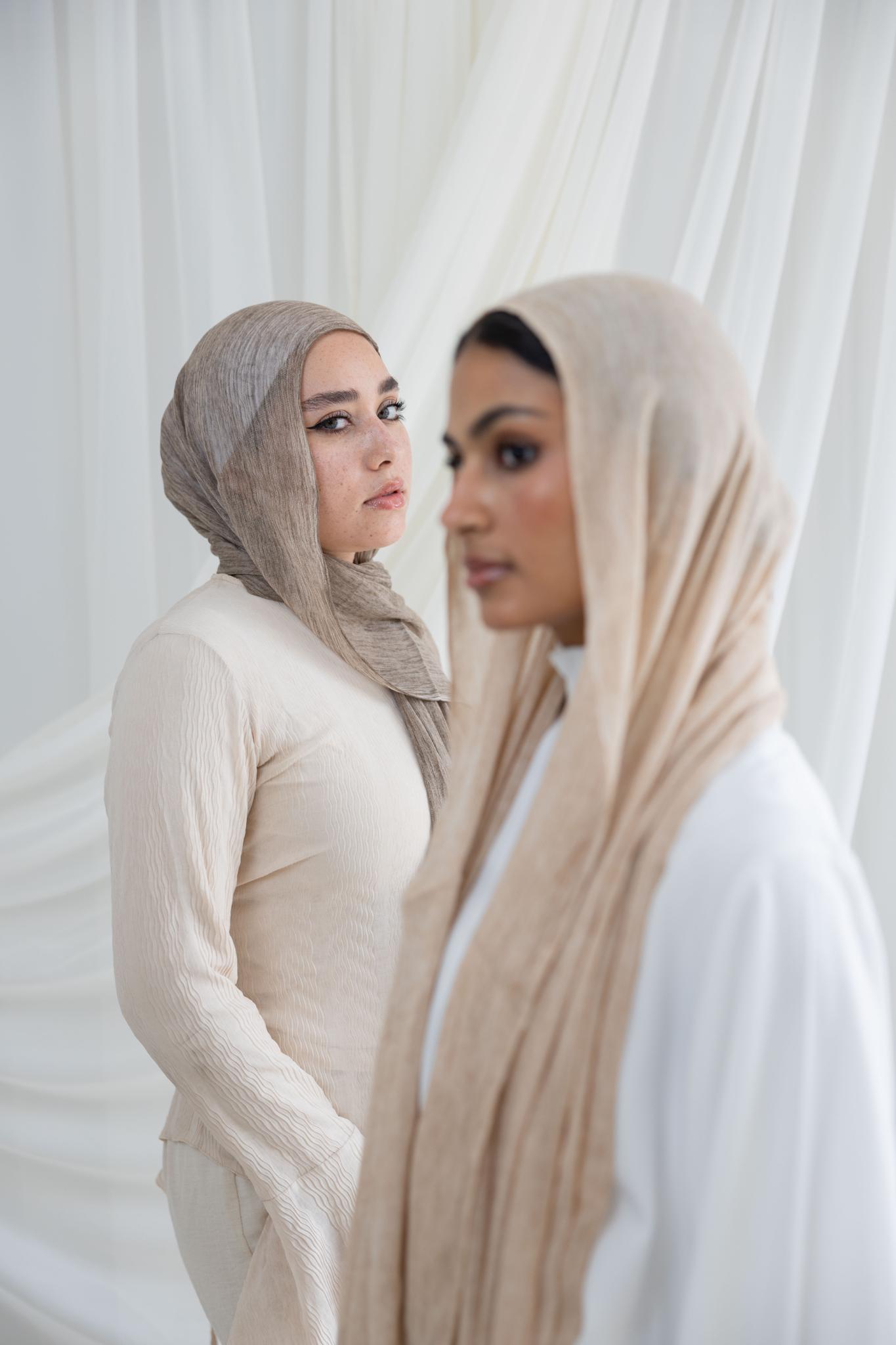 Beige Messy Chiffon Scarf