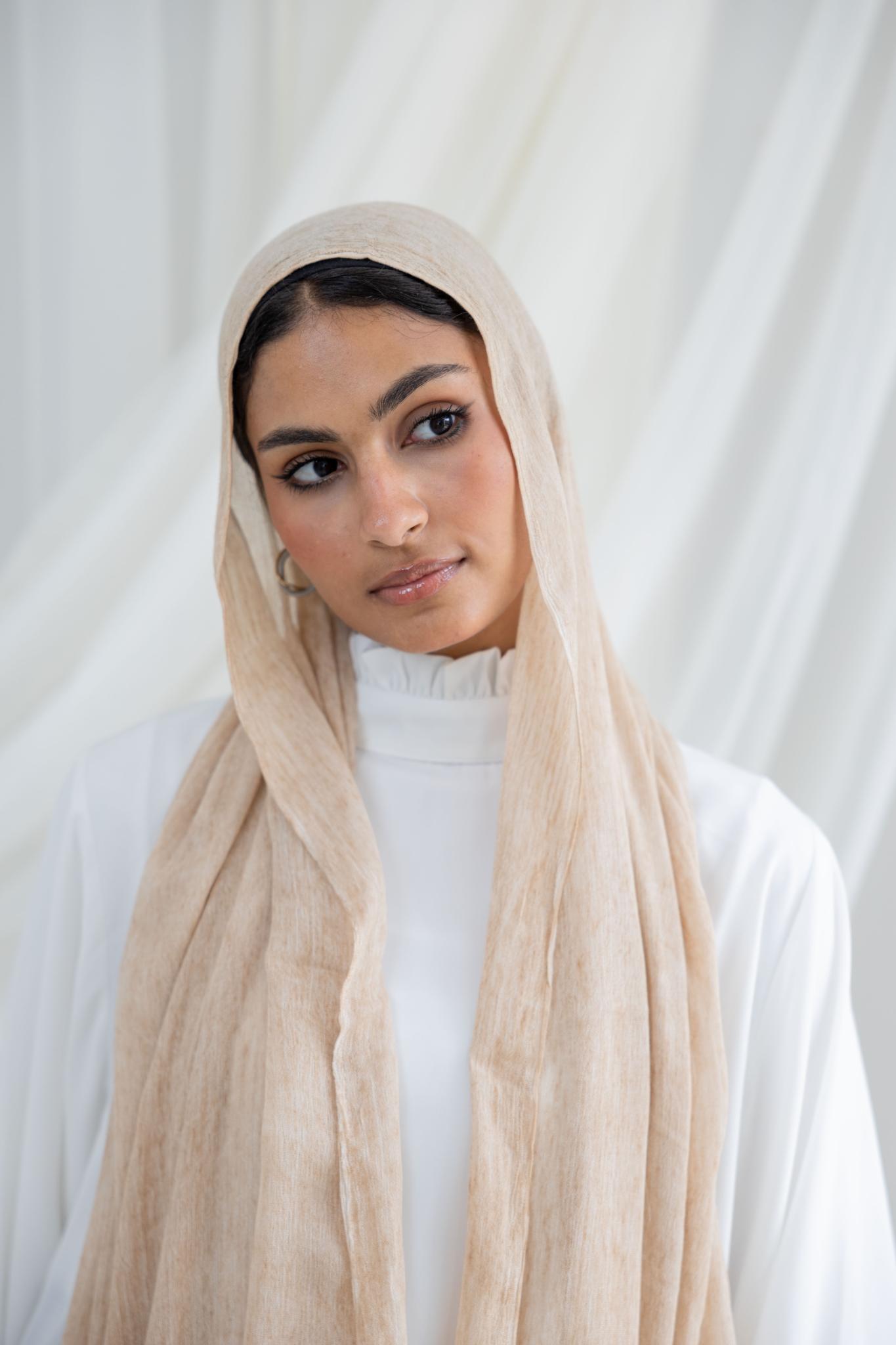 Beige Messy Chiffon Scarf