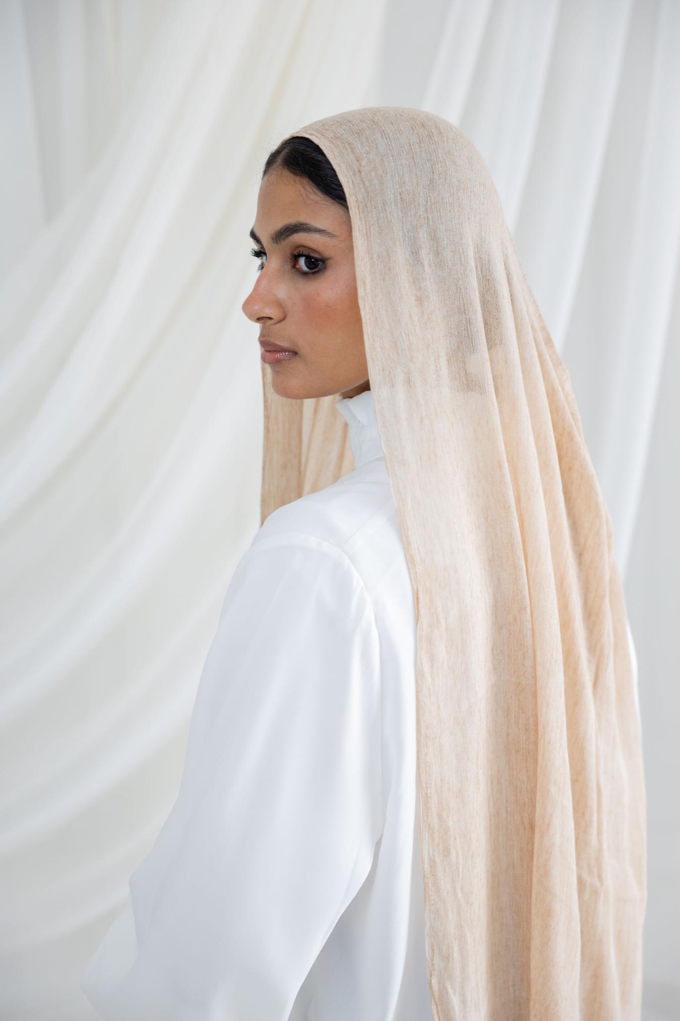 Beige Messy Chiffon Scarf