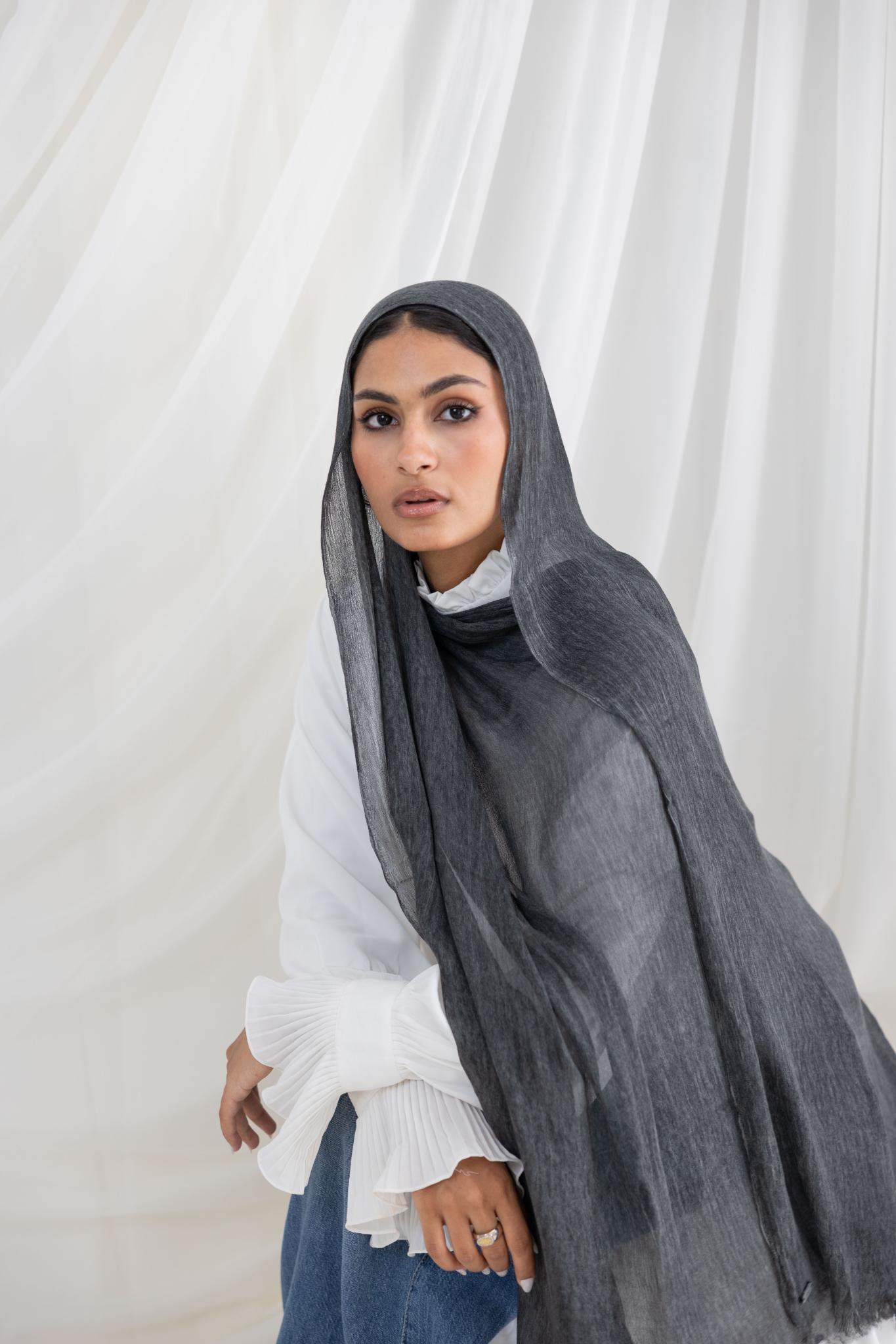 Dark Grey Messy Chiffon