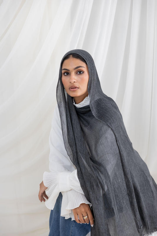 Dark Grey Messy Chiffon