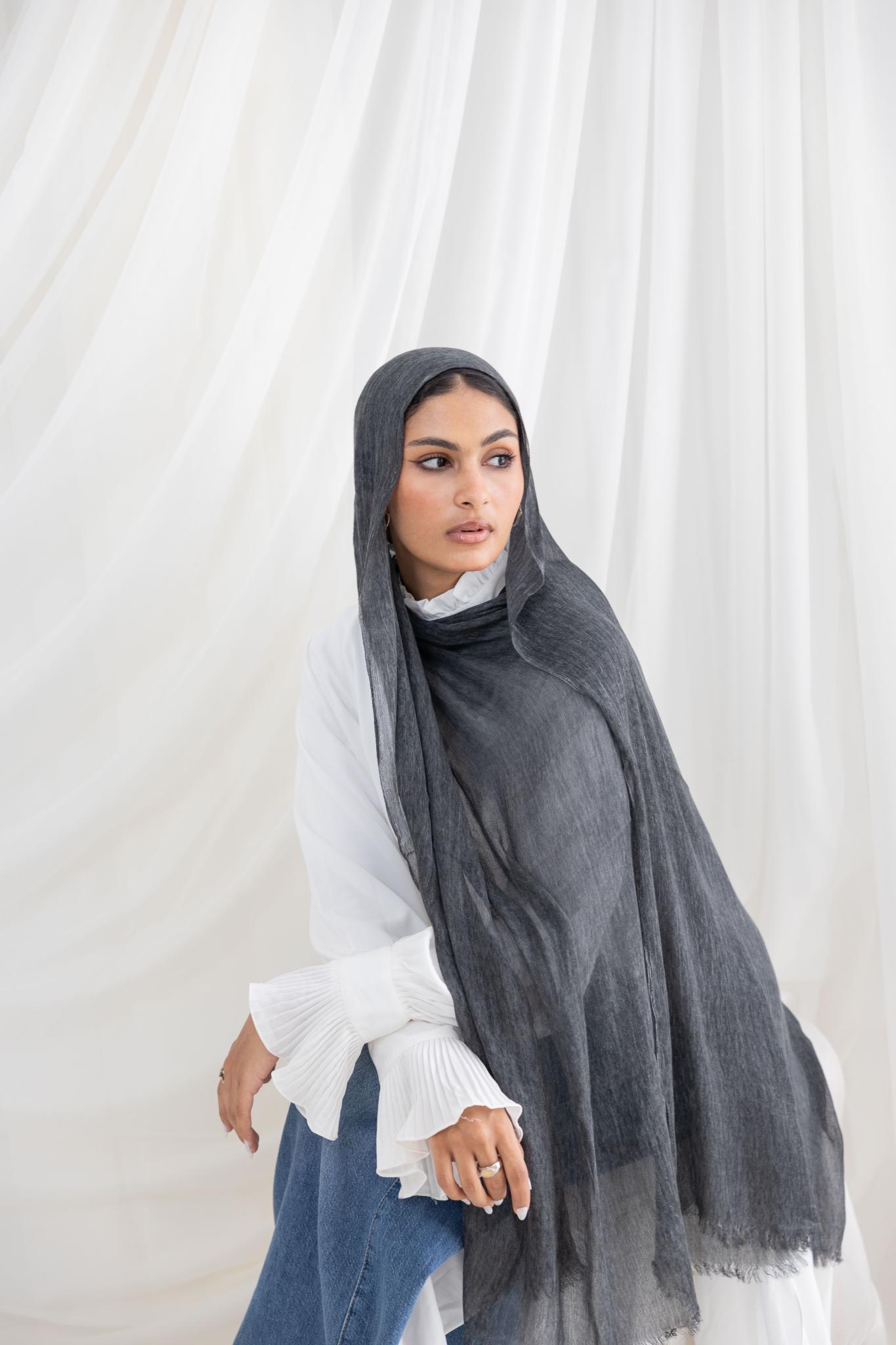 Dark Grey Messy Chiffon