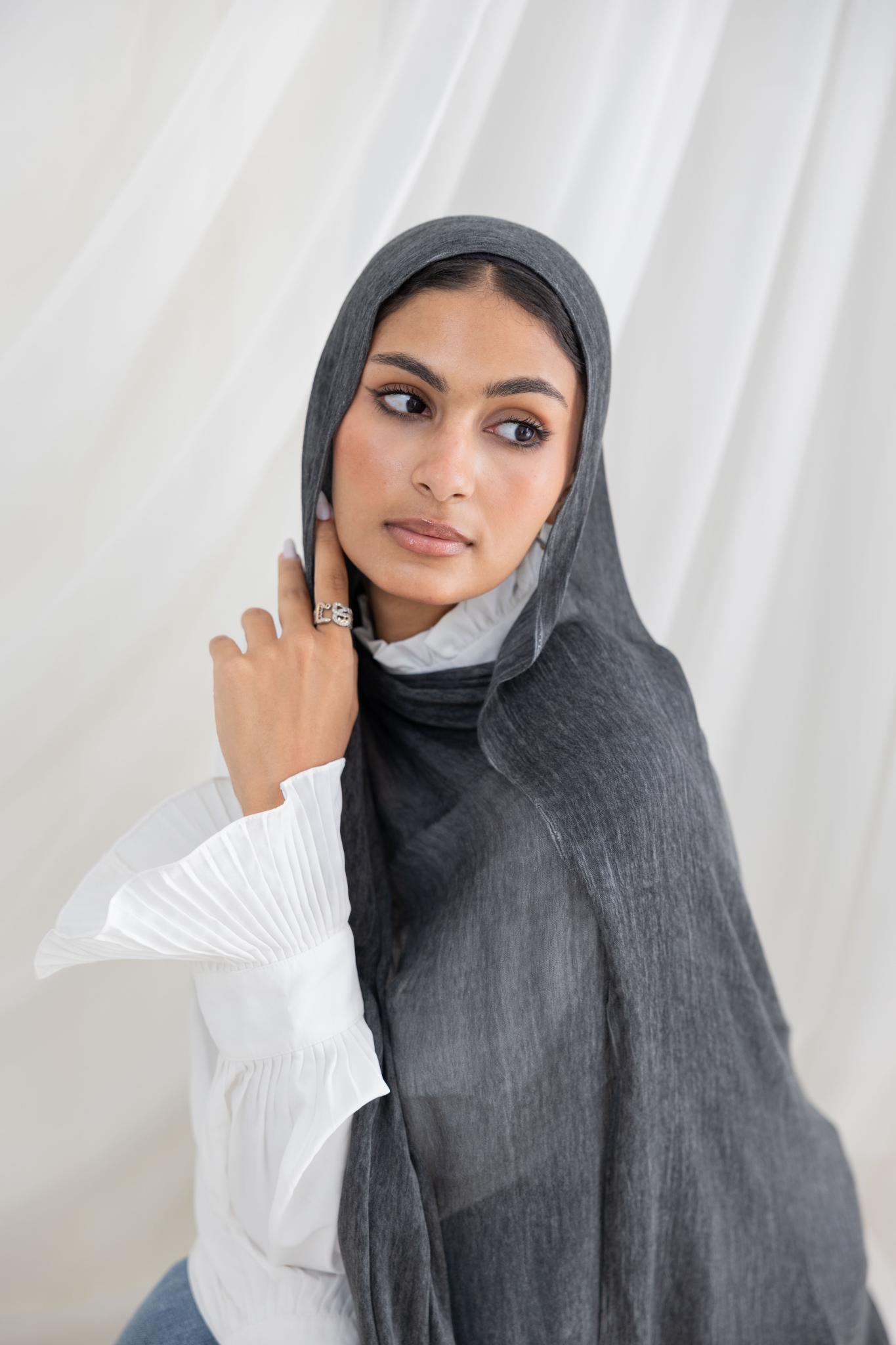 Dark Grey Messy Chiffon