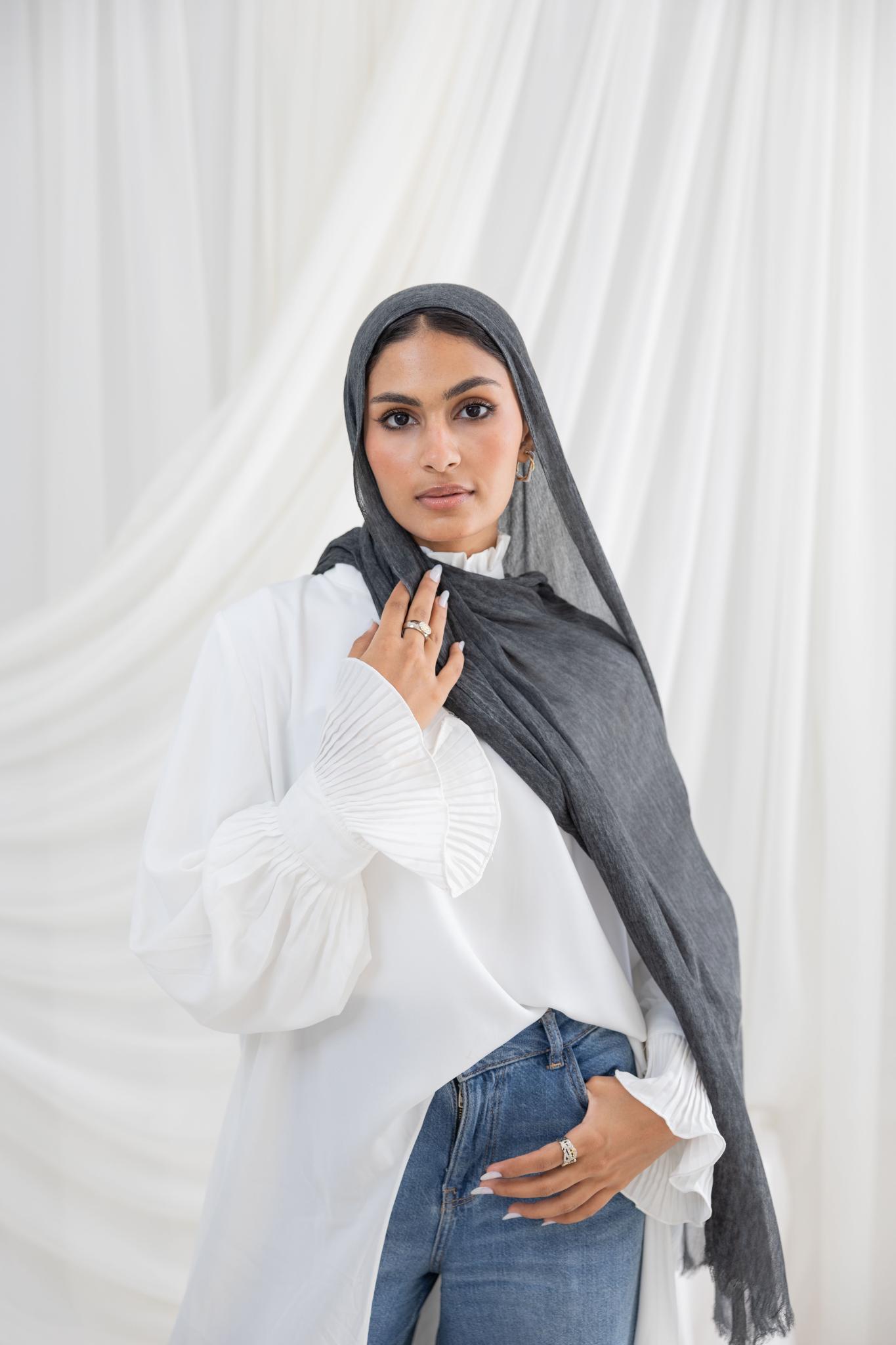 Dark Grey Messy Chiffon