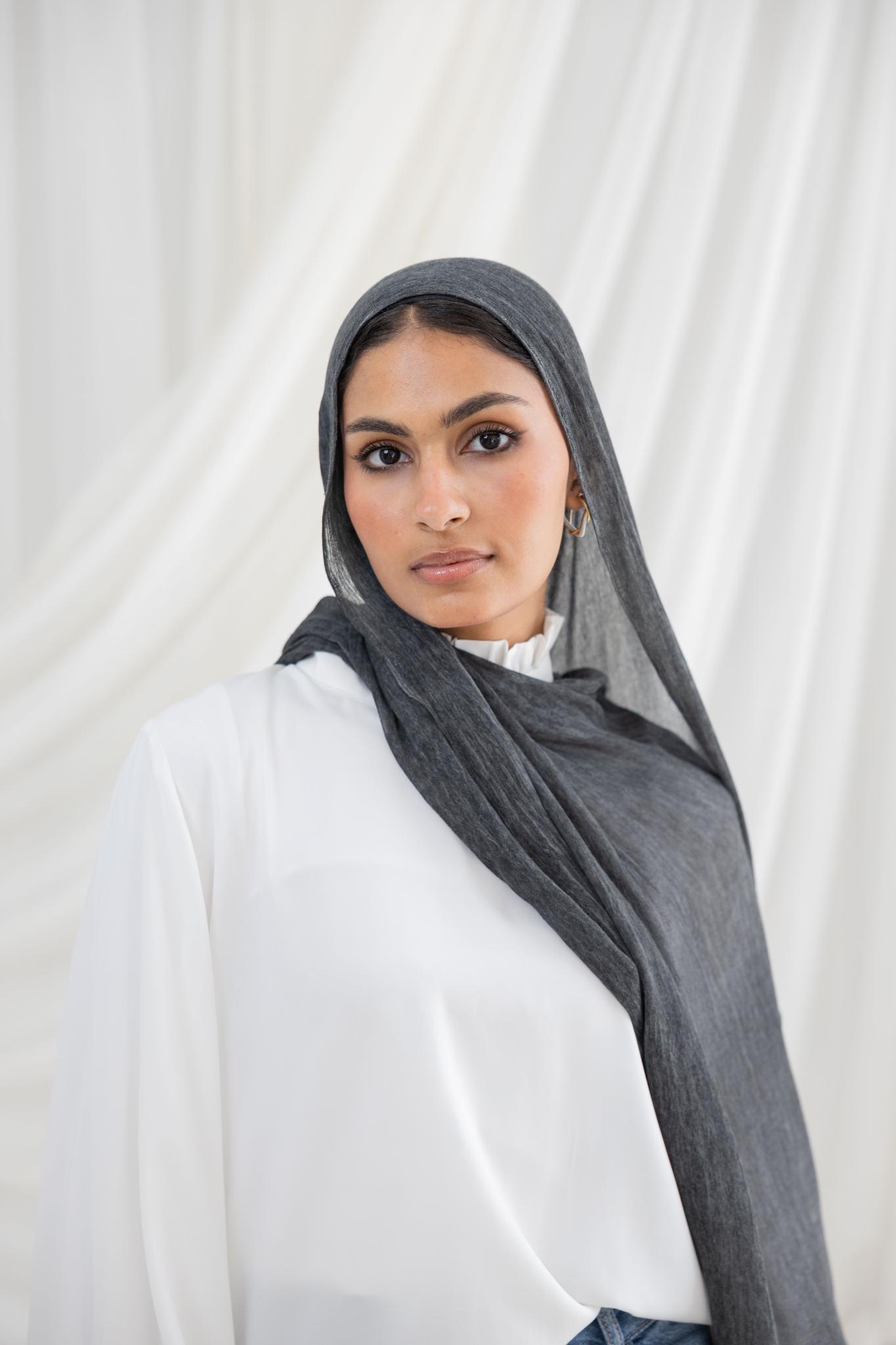 Dark Grey Messy Chiffon