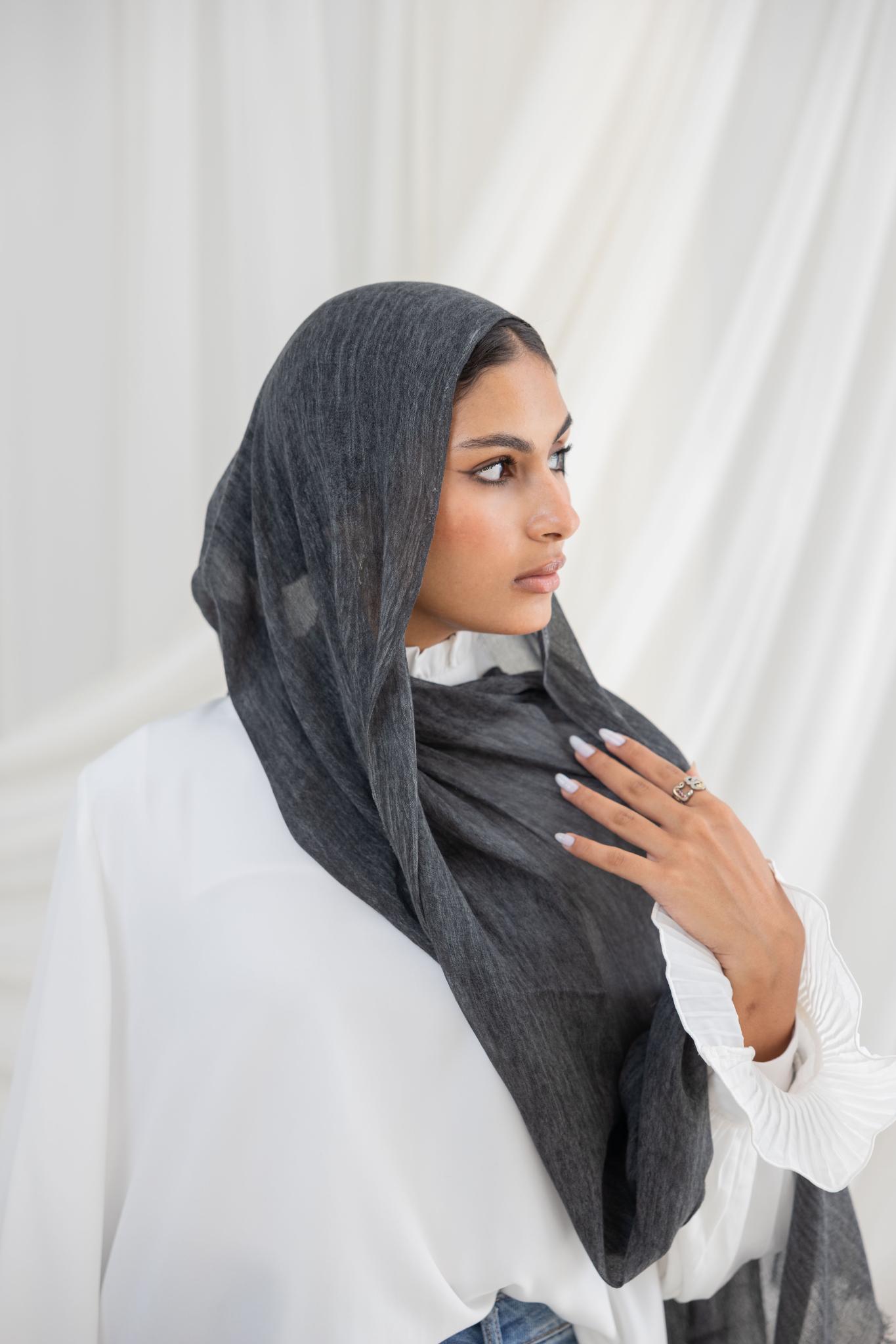 Dark Grey Messy Chiffon