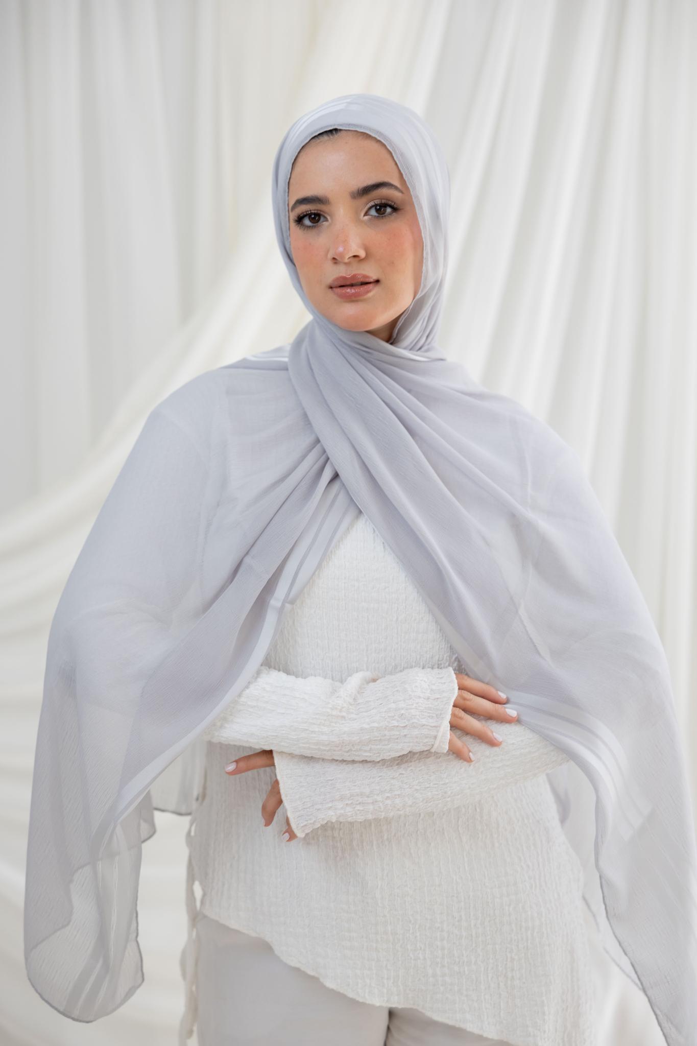 Light Grey Crinkle Chiffon