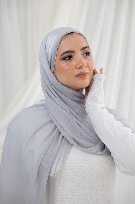 Light Grey Crinkle Chiffon