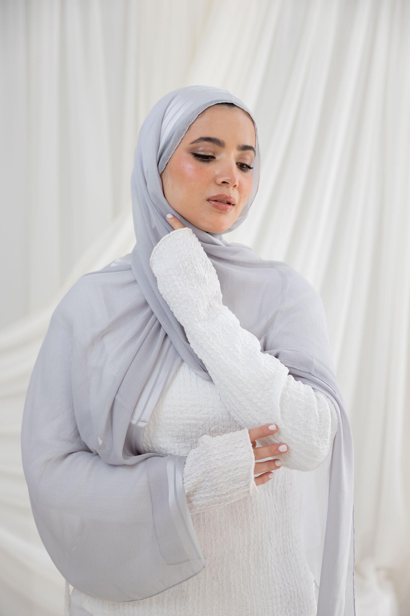 Light Grey Crinkle Chiffon