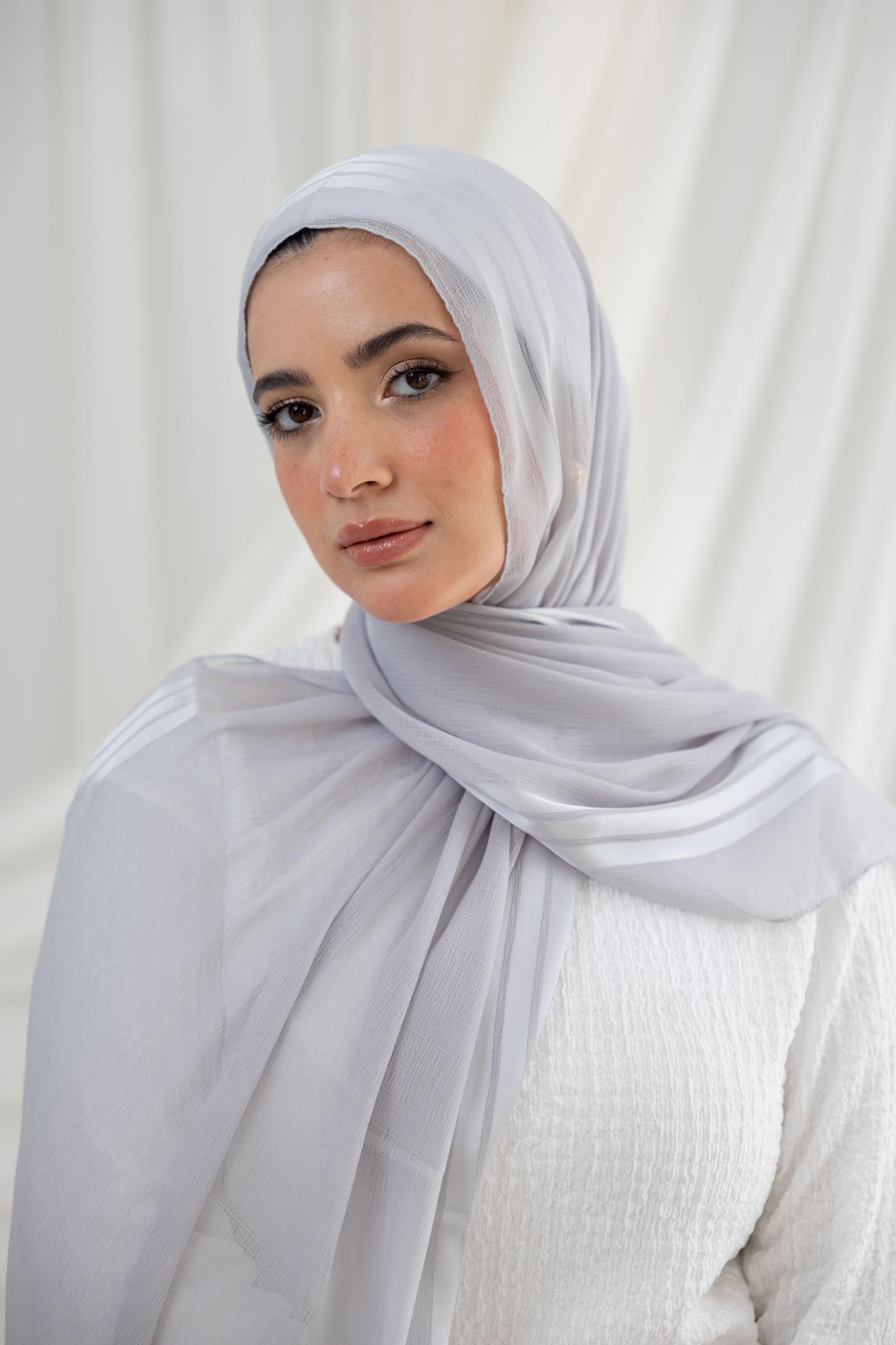 Light Grey Crinkle Chiffon