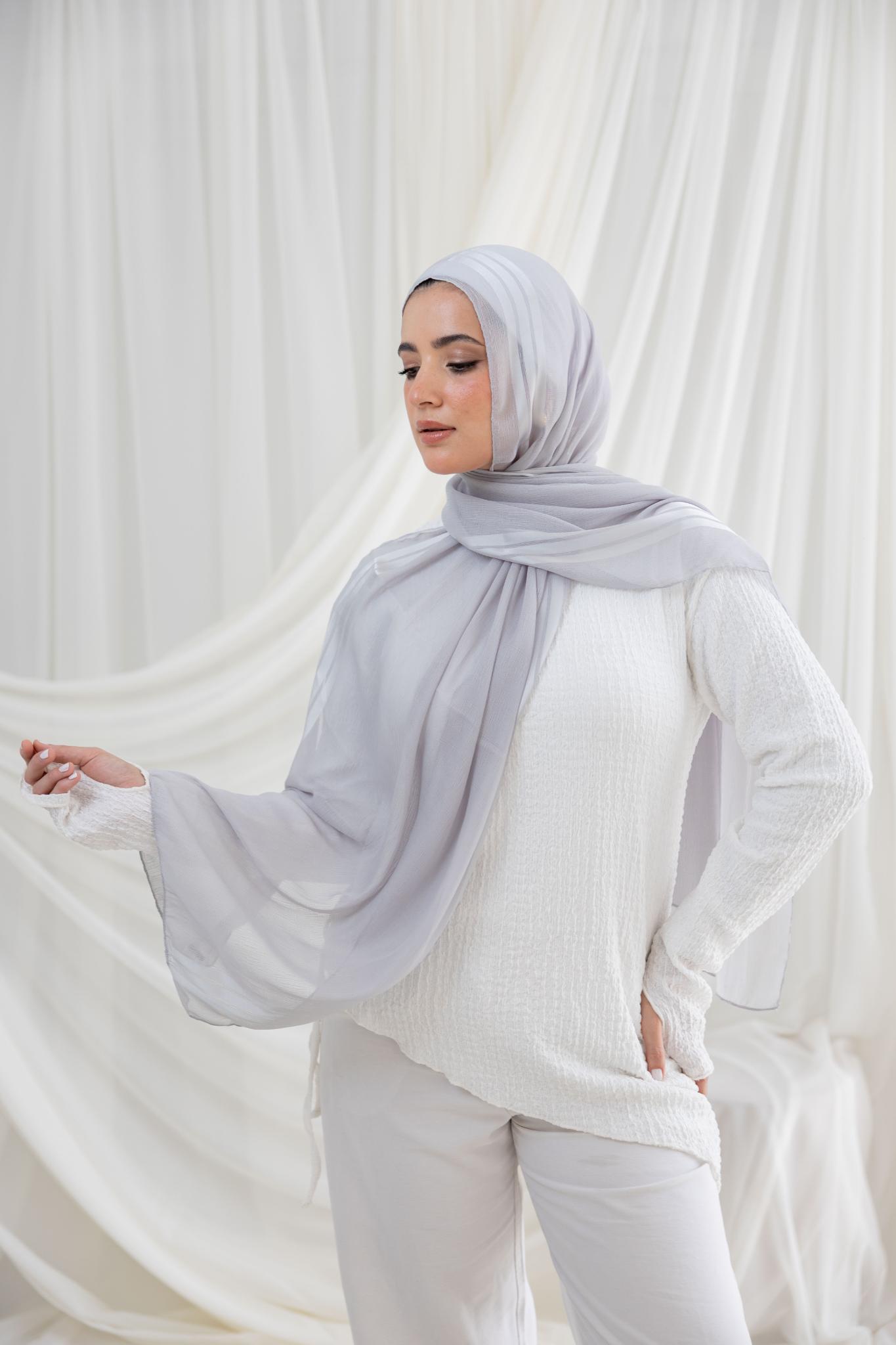 Light Grey Crinkle Chiffon
