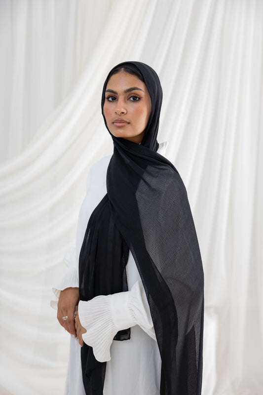 Black Crinkle Chiffon