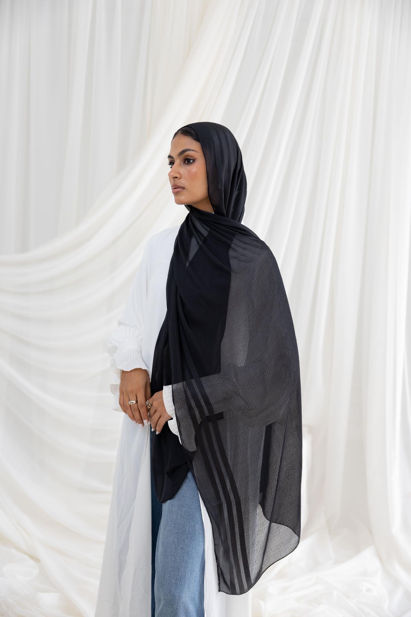Black Crinkle Chiffon