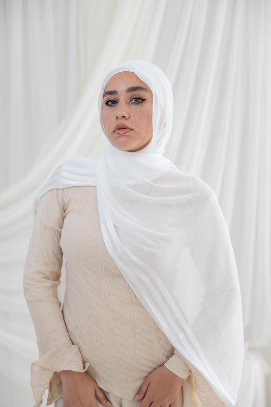 Off White Crinkle Chiffon