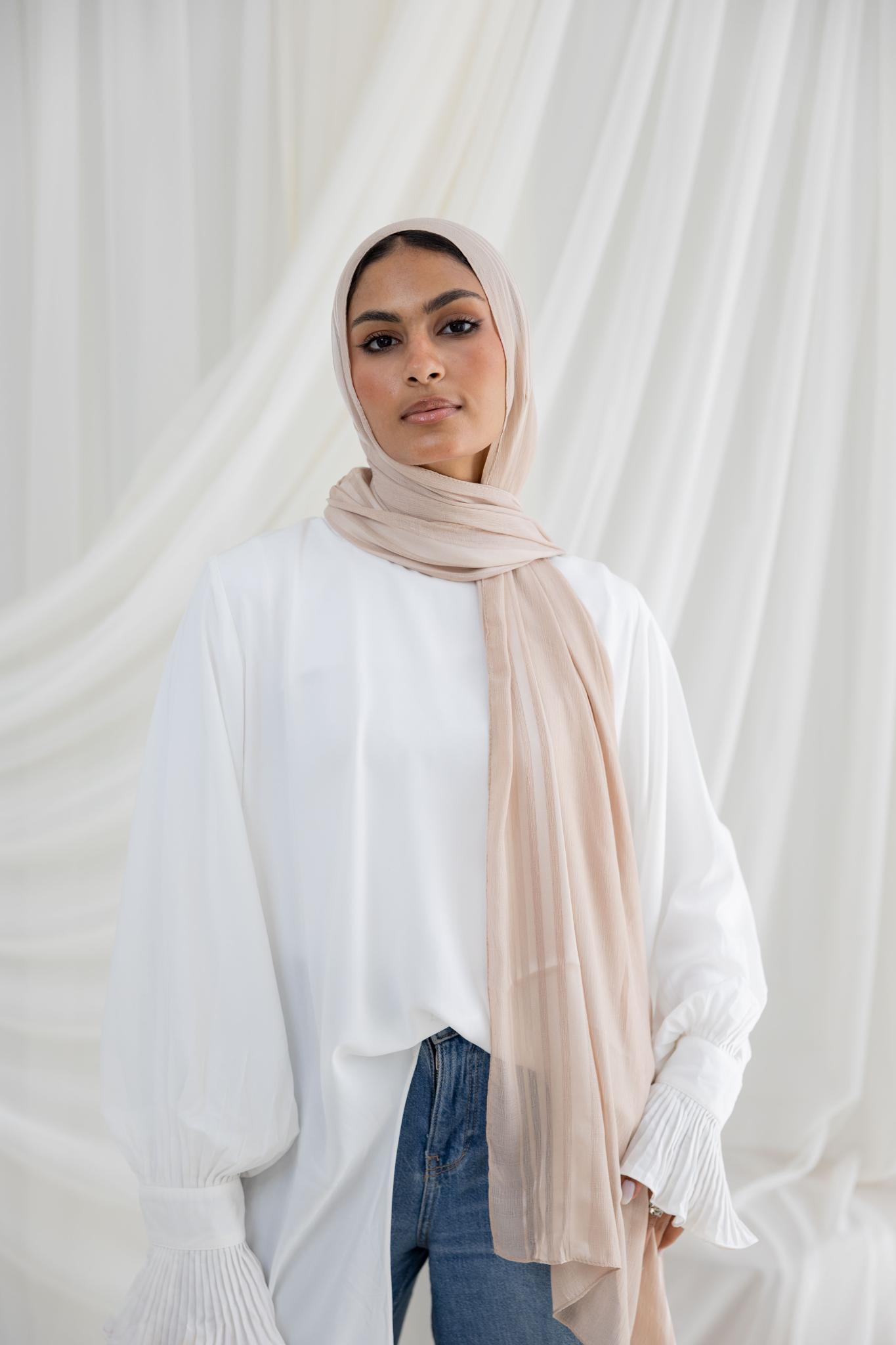 Beige Crinkle Chiffon