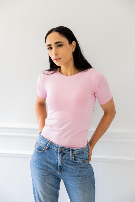 Basic Pink Half Sleeve Shirt