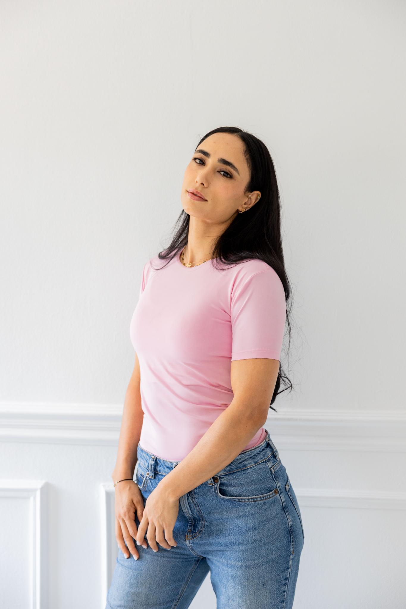 Basic Pink Half Sleeve Shirt