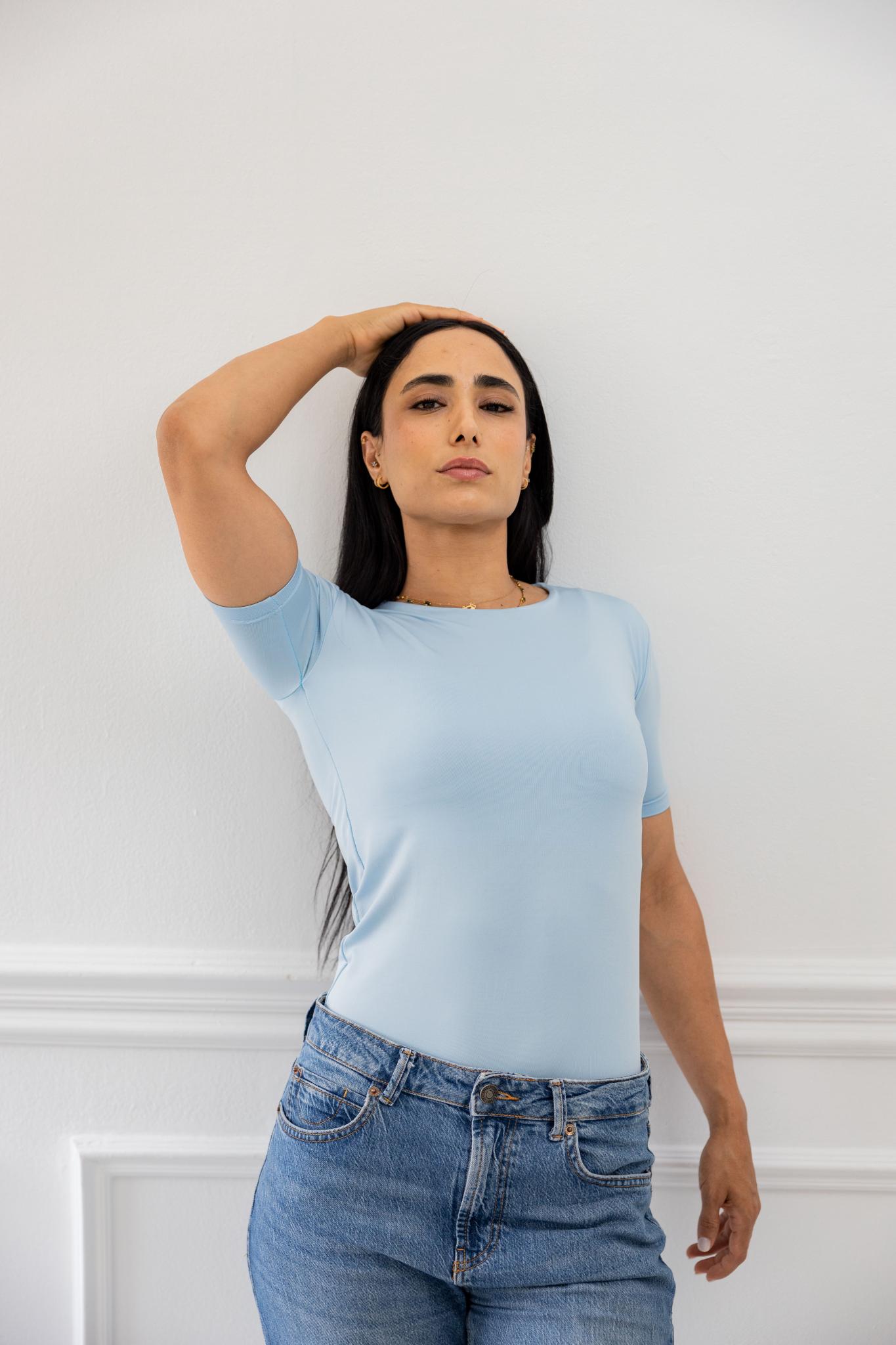 Basic Baby Blue Half Sleeve Shirt