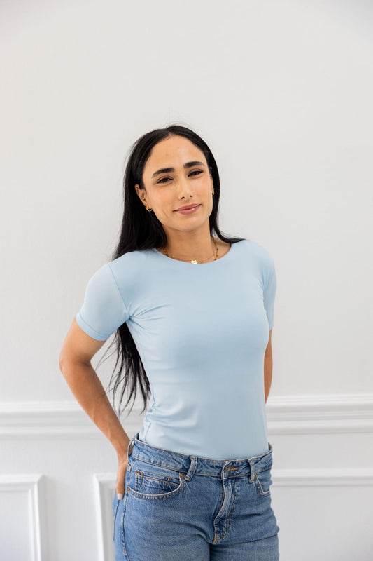 Basic Baby Blue Half Sleeve Shirt