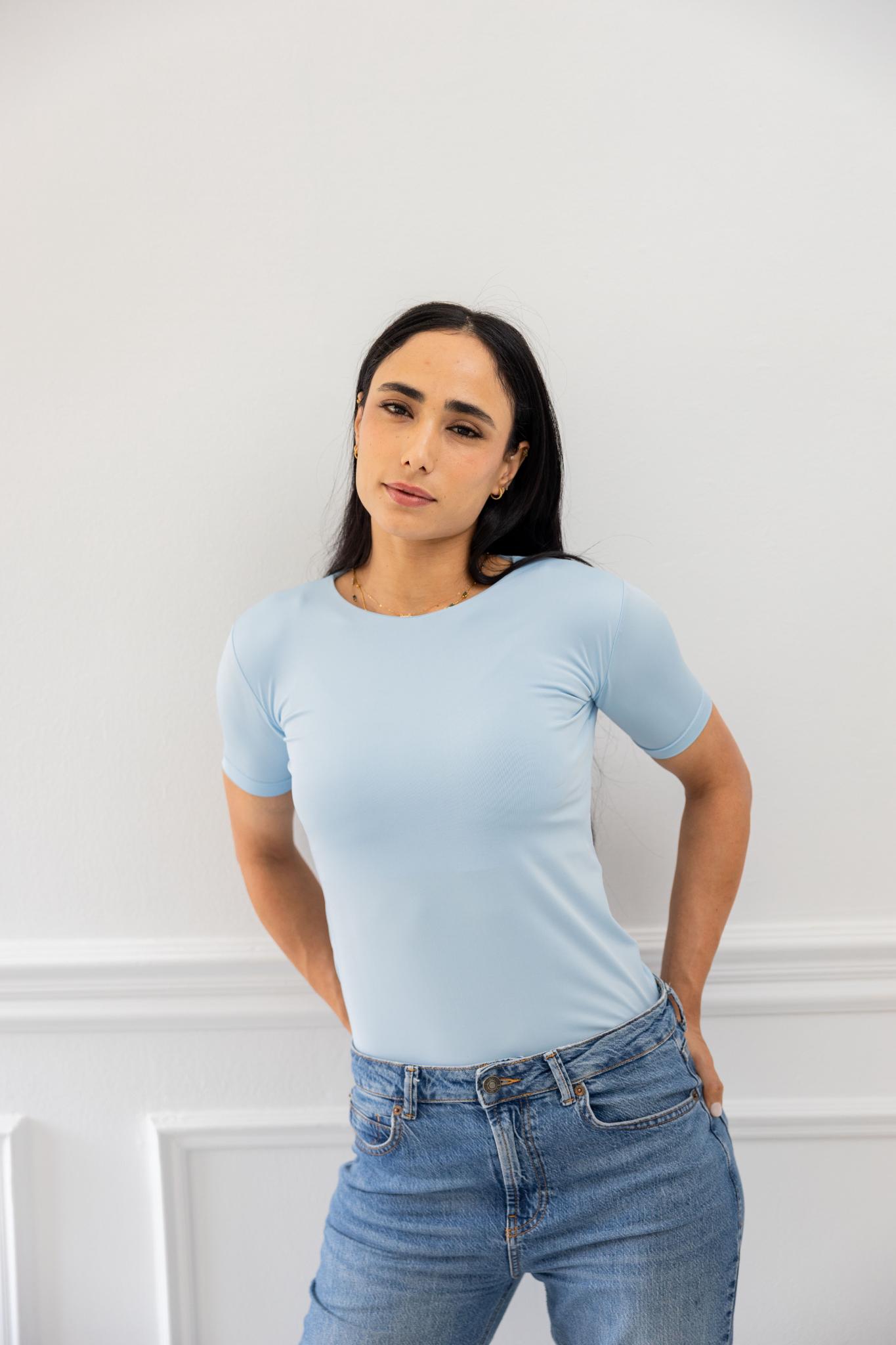 Basic Baby Blue Half Sleeve Shirt
