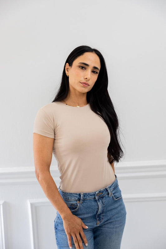Basic Beige Half Sleeve Shirt